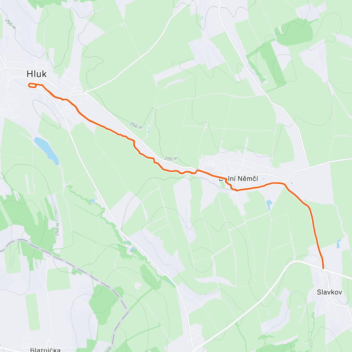 Map of the activity, Afternoon Run