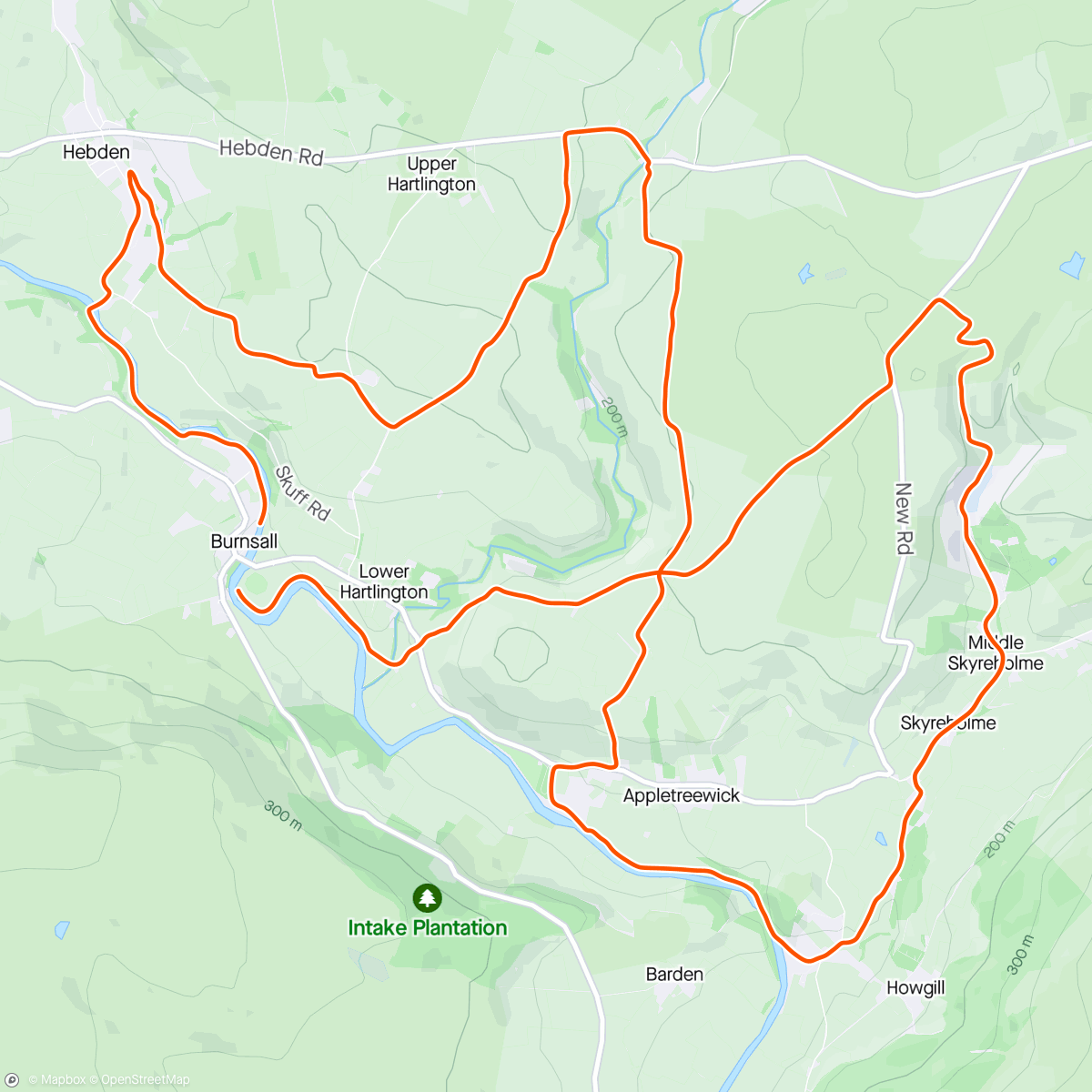 Карта физической активности (Burnsall Trail Half Marathon)