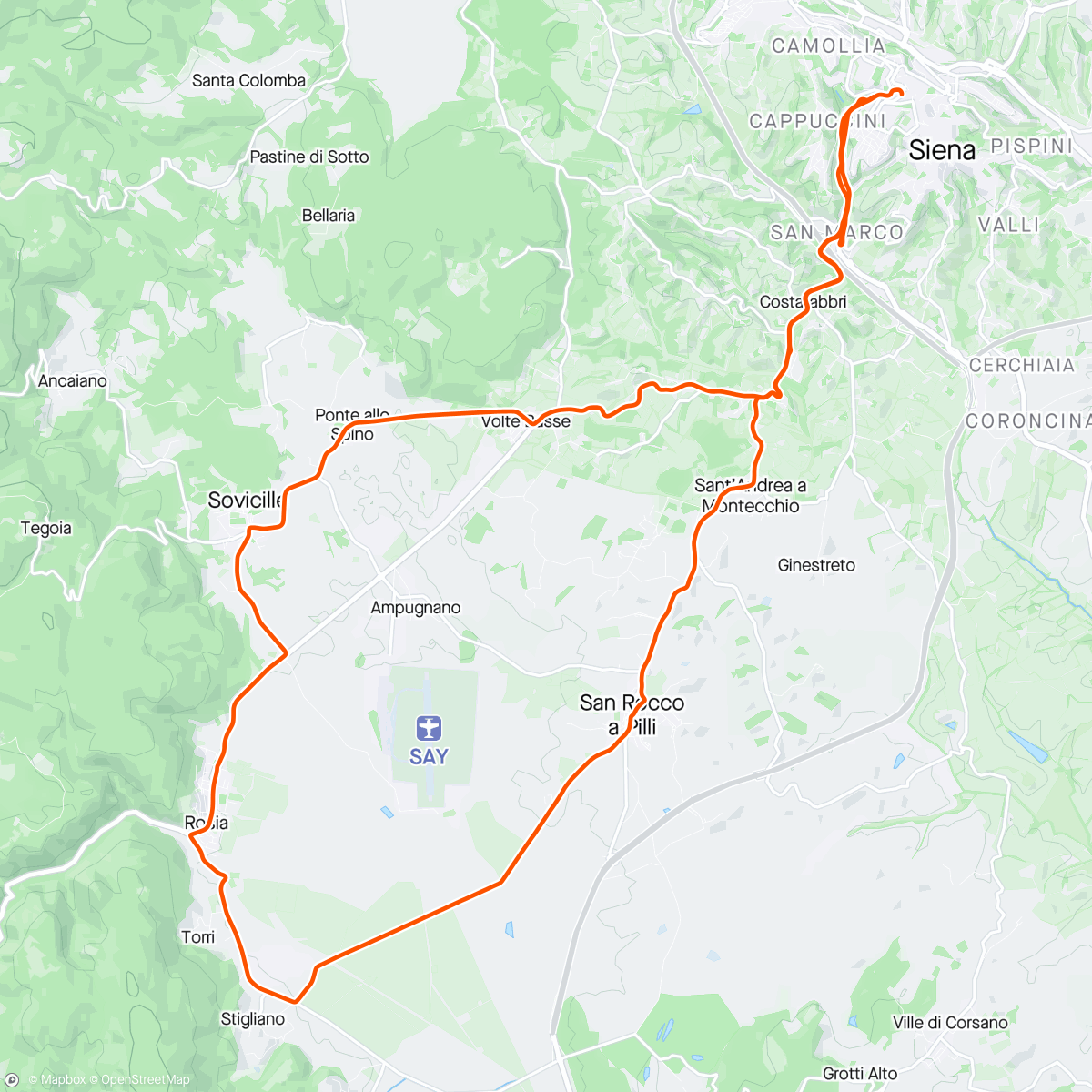 Map of the activity, Strade Bianche Recon