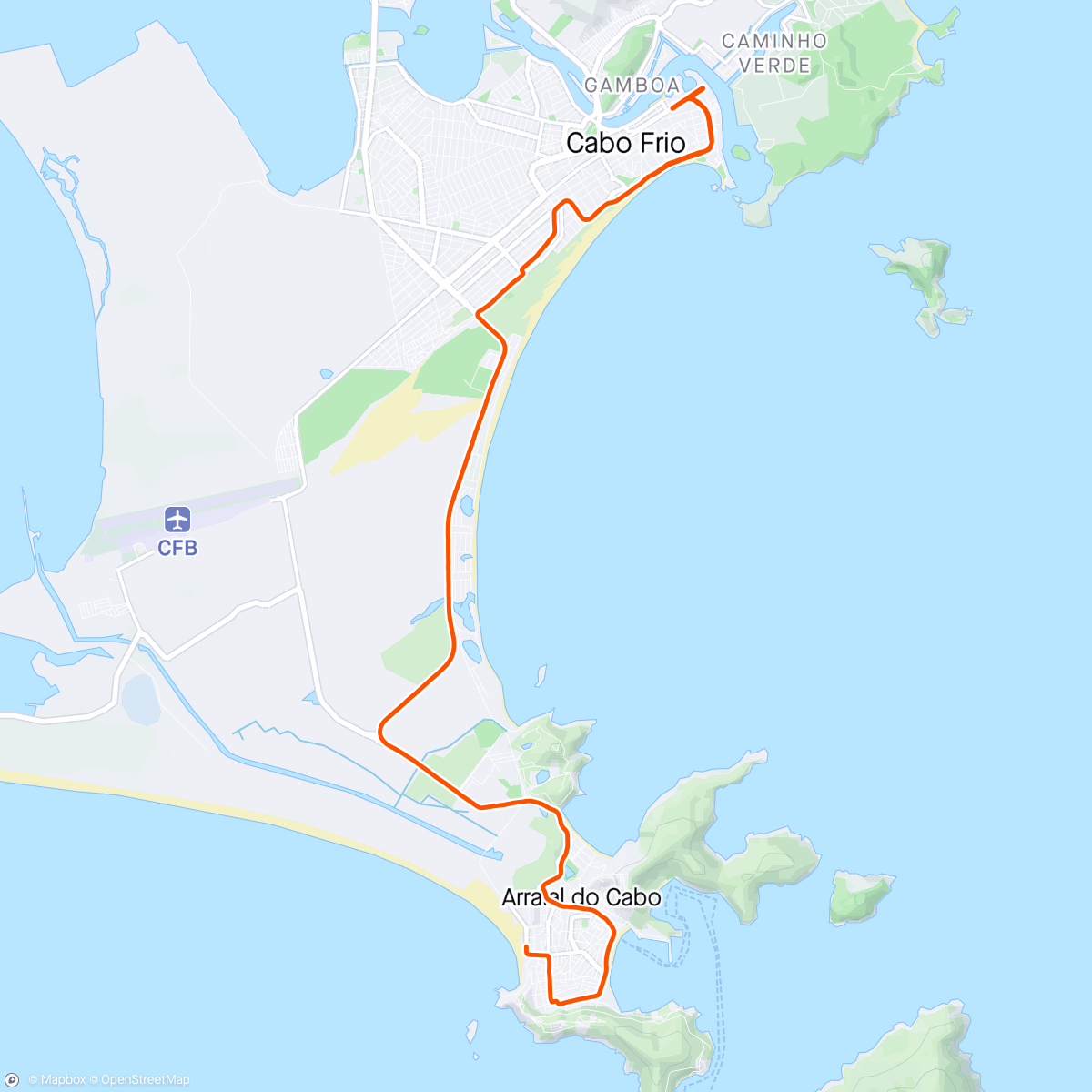 Mappa dell'attività Meia Maratona Região dos Lagos