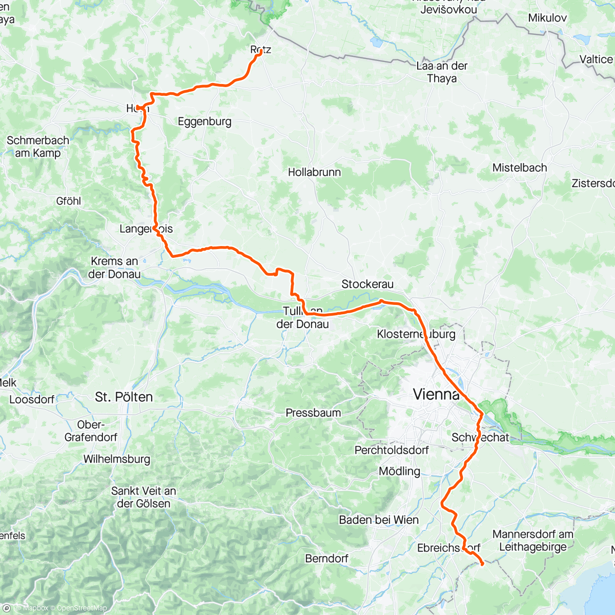 Map of the activity, Gravel Budweis Part 1