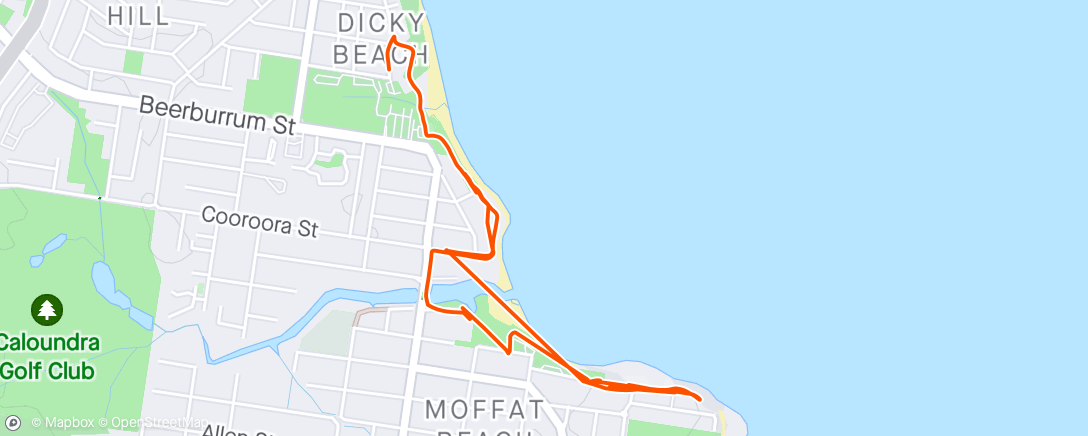 Map of the activity, Dicky Beach holiday run