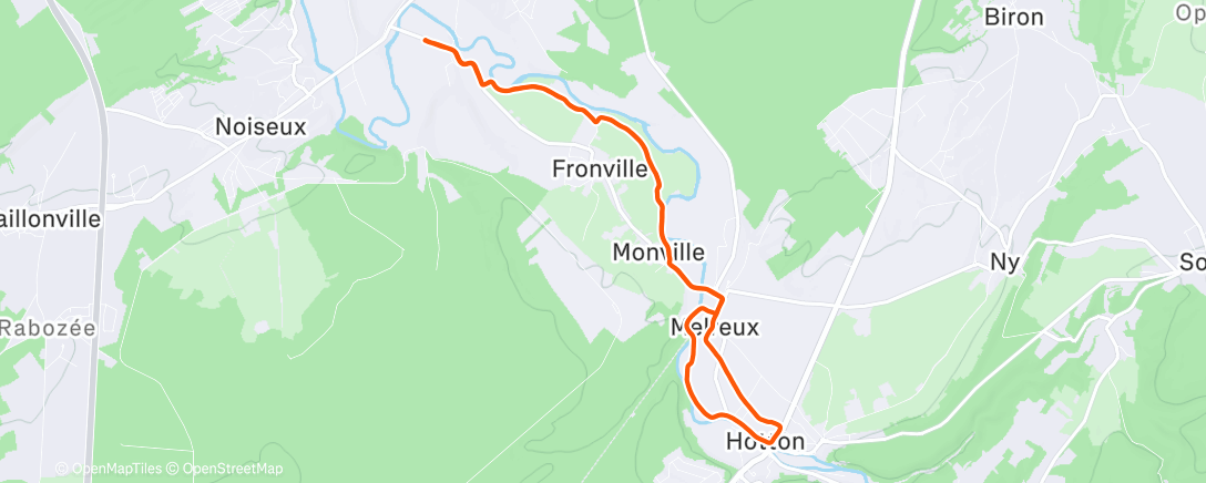 Map of the activity, Afternoon Run