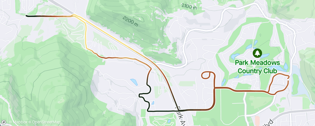 Map of the activity, more hill intervals