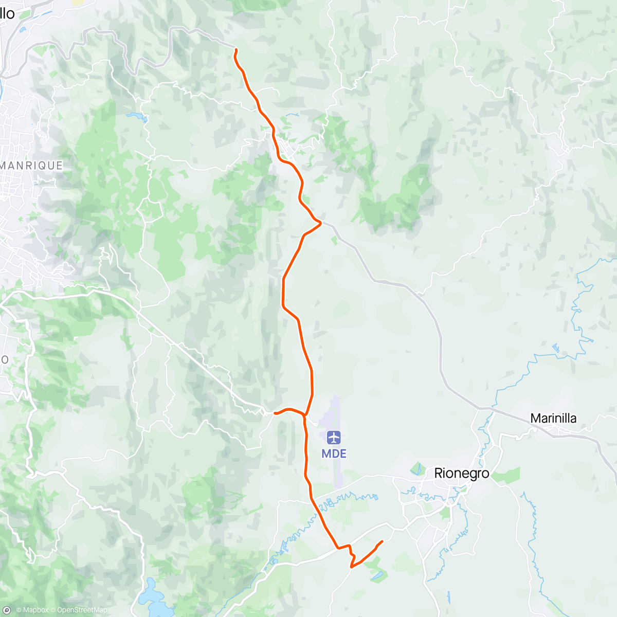 Map of the activity, BKOOL - Alto La Virgen - Llanogrande - Tutucan