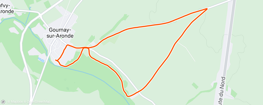 Map of the activity, Course à pied le soir