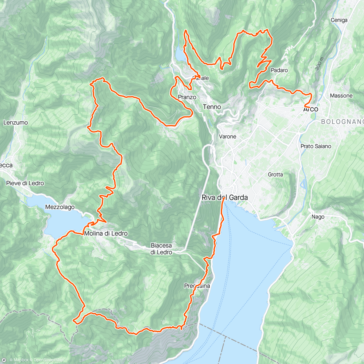 Map of the activity, Garda Trentino trail