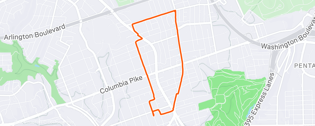 Map of the activity, Afternoon Run