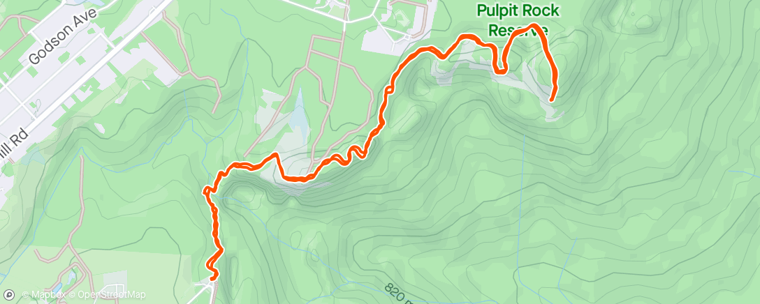 Map of the activity, Govetts, Pulpit Rock