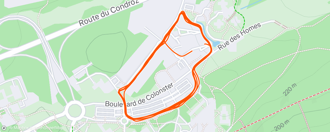 Map of the activity, Course à pied en soirée