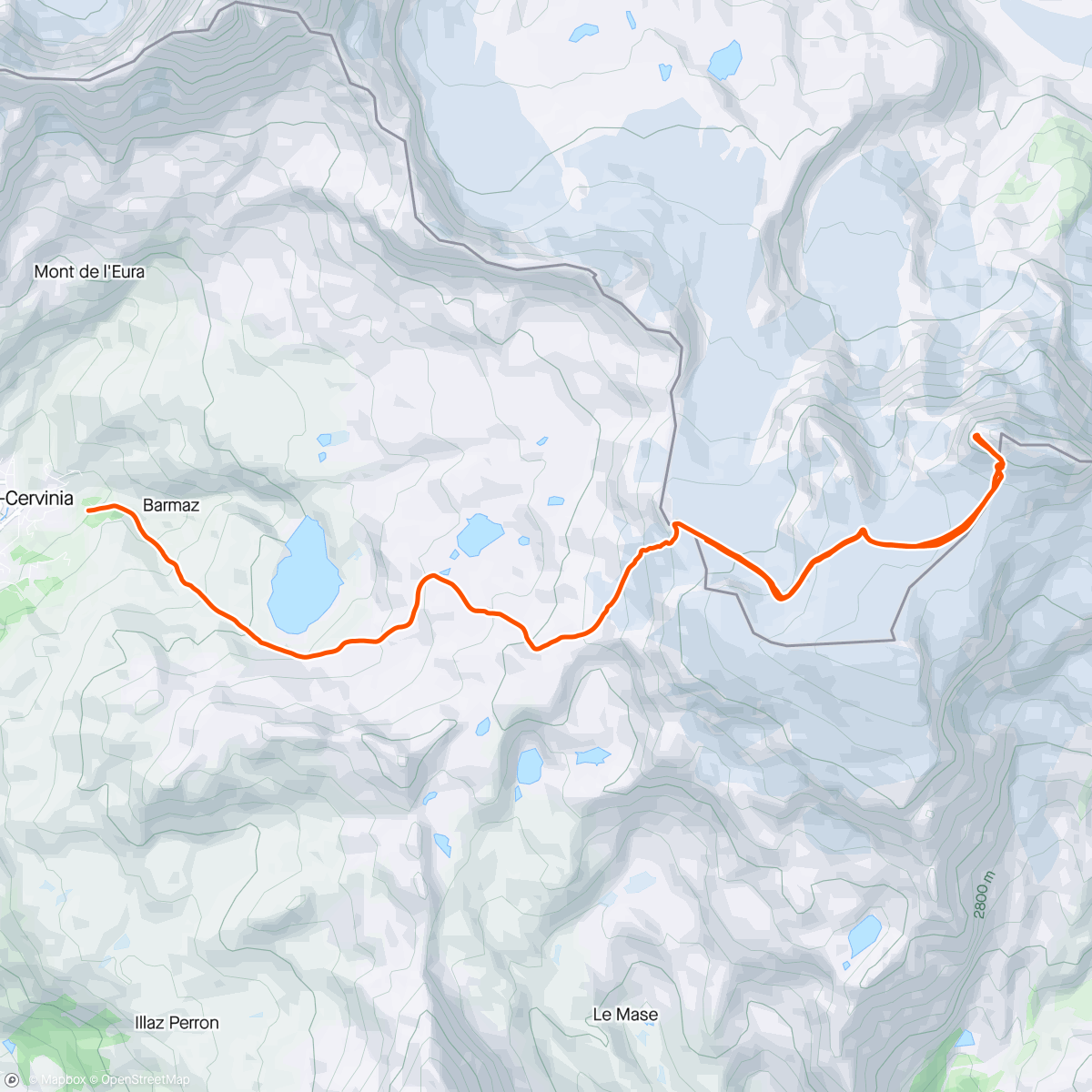 活动地图，Breithorn occidentale con discesa fino a Cervinia