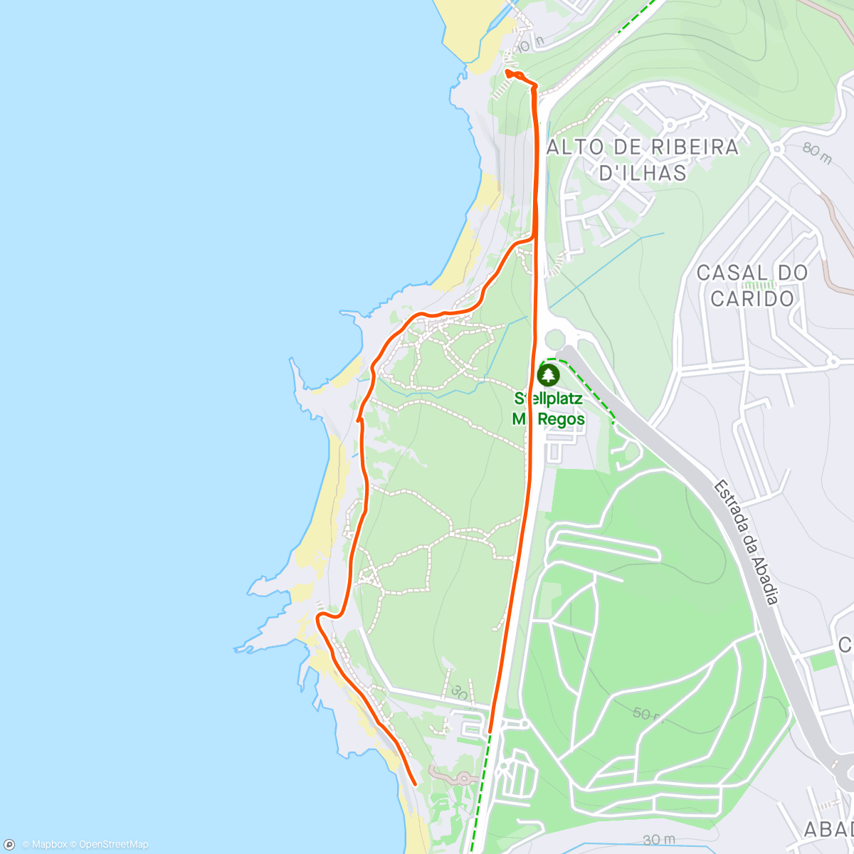 Map of the activity, Praia Ribeira