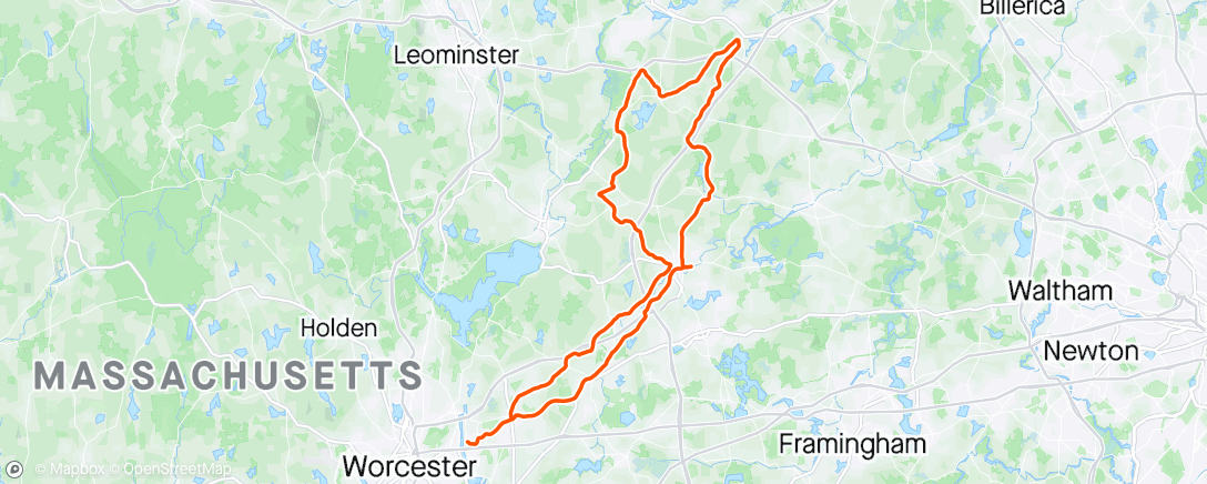 Map of the activity, Assabet River Bicycles WNR