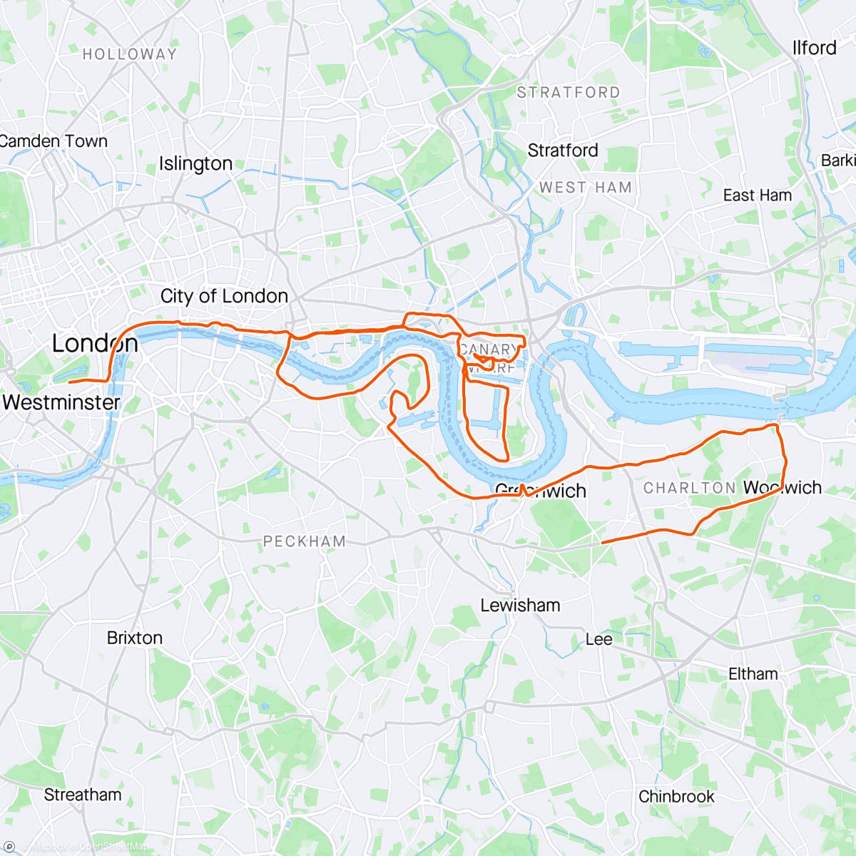 Map of the activity, Virtual London Marathon for Alcohol Cange UK... was am amazing  reverse London Marathon