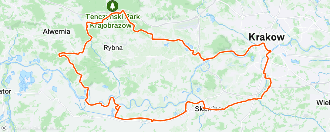 Map of the activity, Kraków - Łączany - Zalas - Kryspinów - Kraków