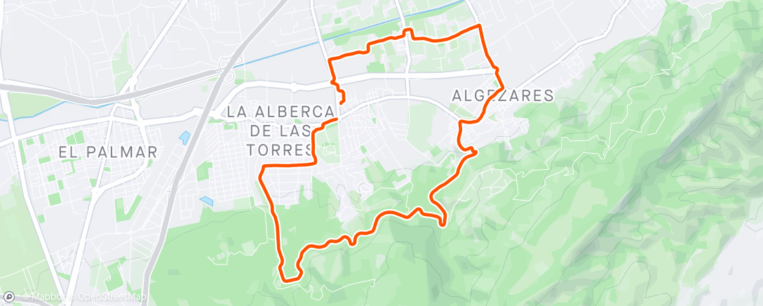 Map of the activity, Bicicleta de montaña nocturna