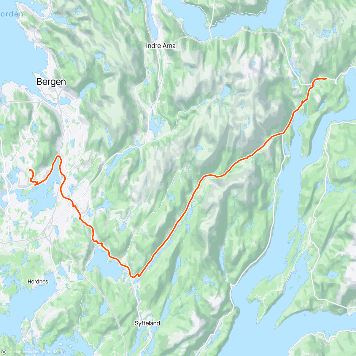 Map of the activity, Brekkekleiva, raskeste vei til Samnanger