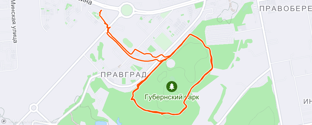 Map of the activity, Afternoon Run