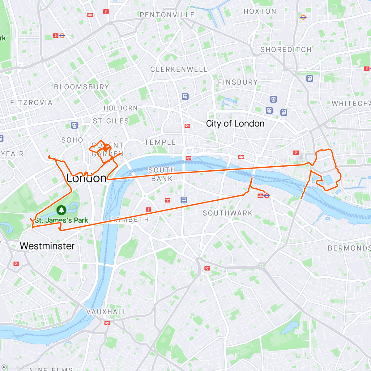Map of the activity, Pre Ride London Bimble
