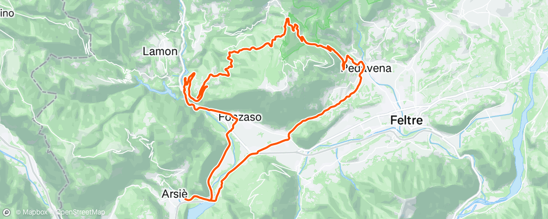 Map of the activity, Pedalata pomeridiana