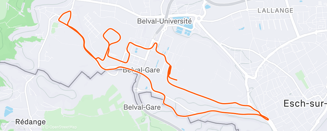 Карта физической активности (Course à pied le midi)