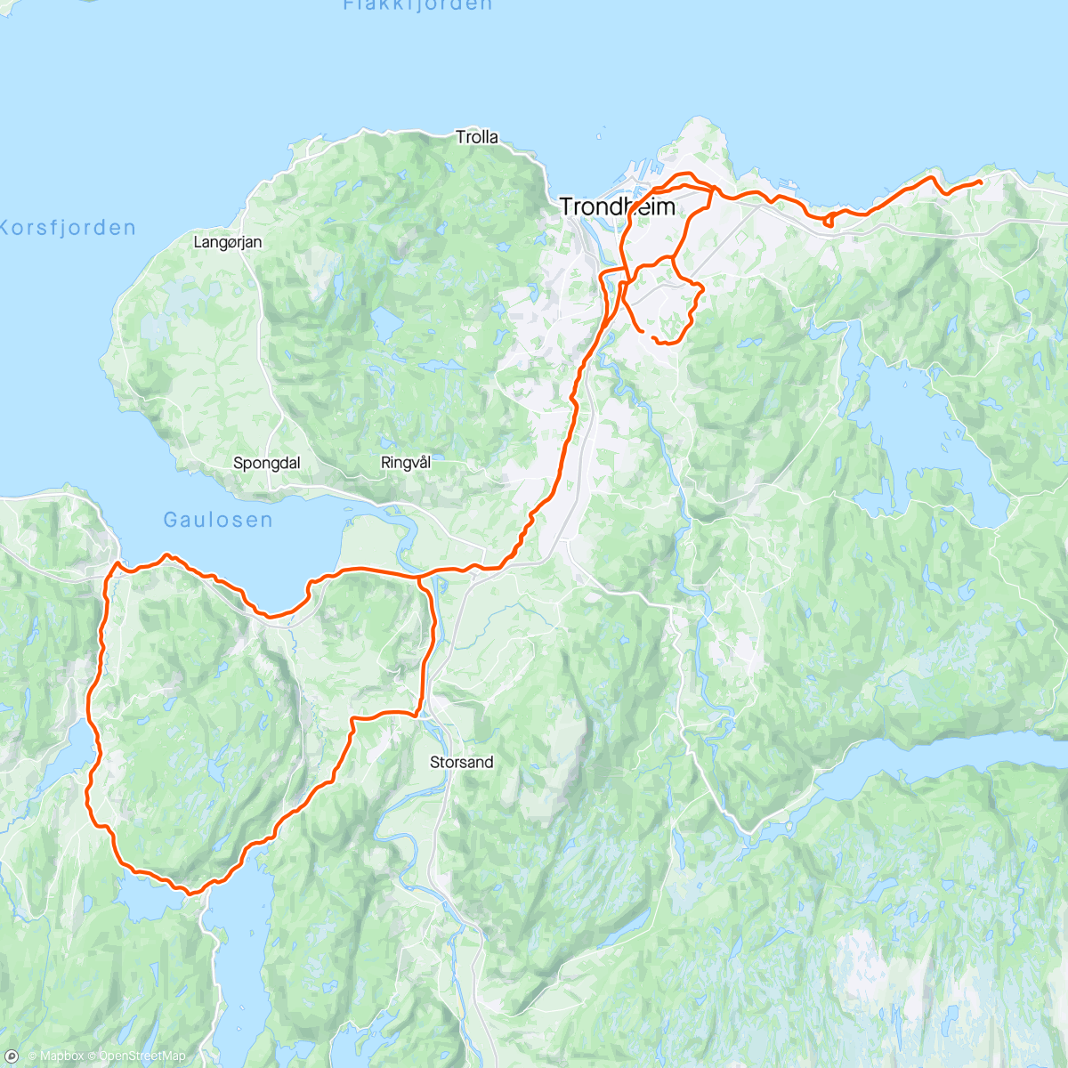 Map of the activity, Lørdagstur med Malvik-syklistene