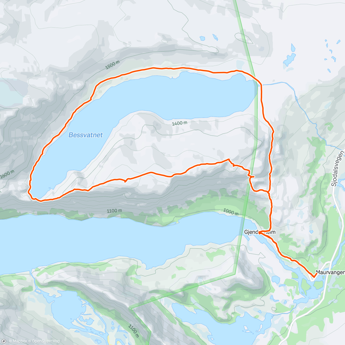 Map of the activity, Gjendeheim - Bessegen - Bessvattnet - Gjendeheim
