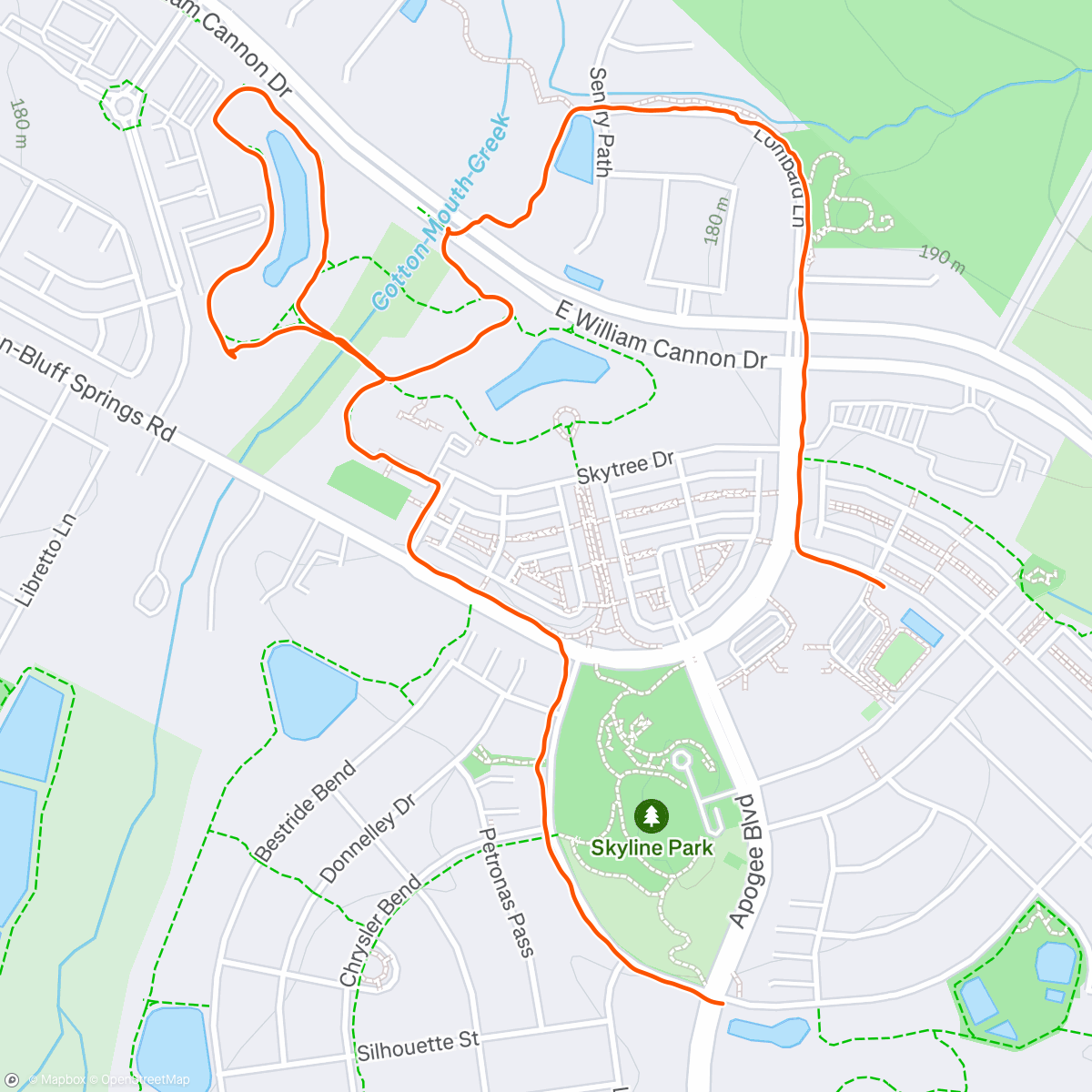 Map of the activity, Afternoon Run