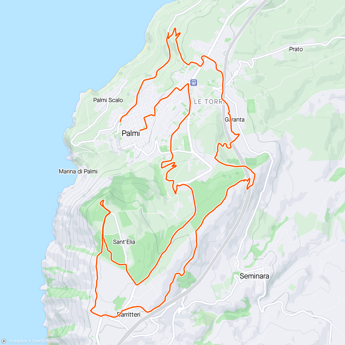 Map of the activity, Giro mattutino Onda Calabra Palmi