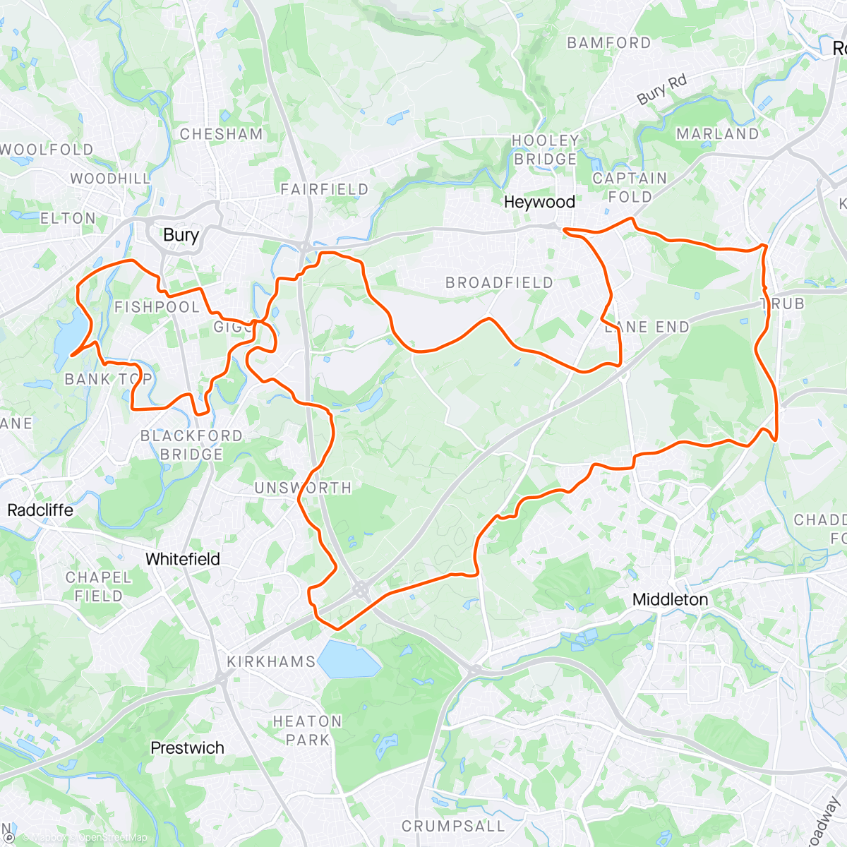 Mappa dell'attività Morning Gravel Ride. The first “dusty” one for a while & the first UK ride this year in shorts 🩳. Elton/ Simister/ Castleton loop 🚴‍♂️😎