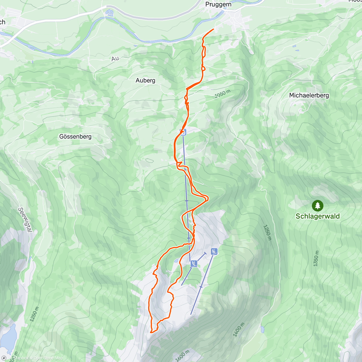 Map of the activity, Pleschnitzzinken skimo🔺🔻