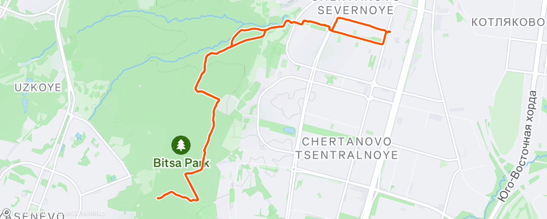 Map of the activity, Afternoon Run