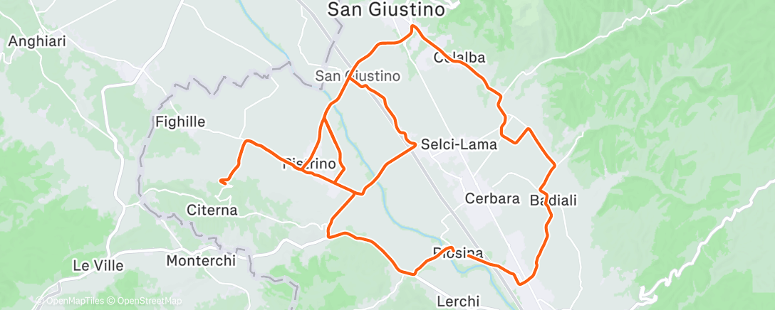 Map of the activity, Pedalata dell'ora di pranzo