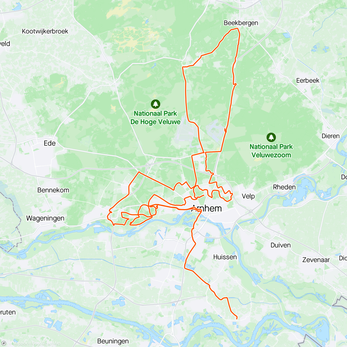 Map of the activity, Arnhems mooiste toertocht en heen en terug