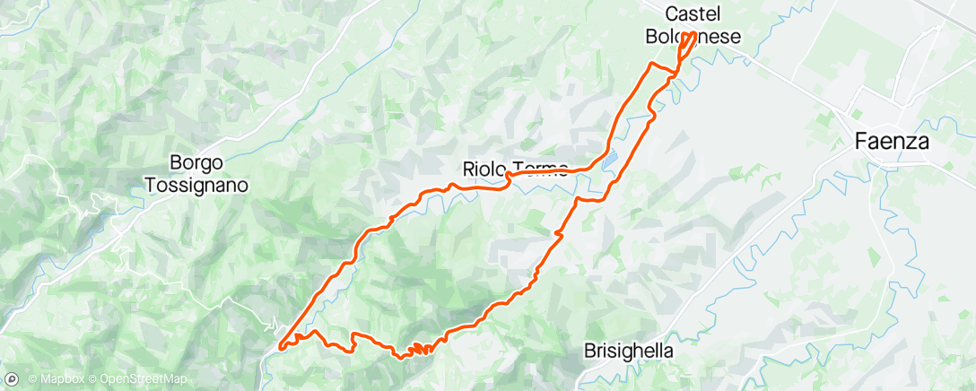Map of the activity, Gara 50km di Romagna posizione 84esimo assoluto in 3 h54'37.
Passaggi intermedi:22'20-22'17-23'06-23'38-23'05-29'-20'49-23'12-23'20-23'45