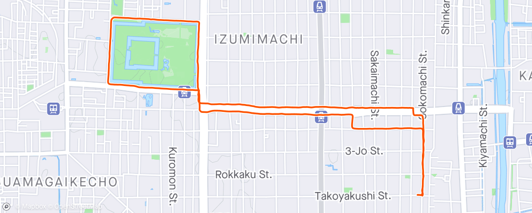 Map of the activity, カモスイ 二条城ラン 6km 40:45