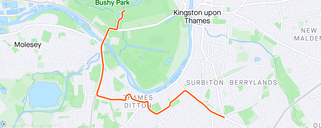 Map of the activity, Cycle home from parkrun