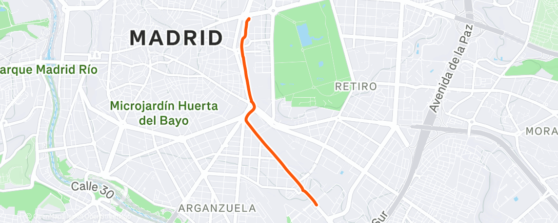 Map of the activity, Bicicleta por la tarde