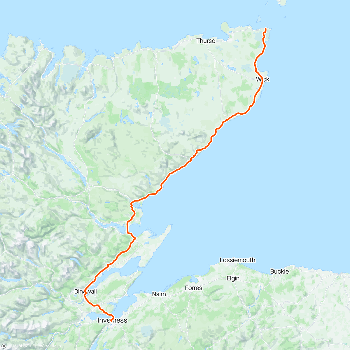 Map of the activity, LEJOG day 8.