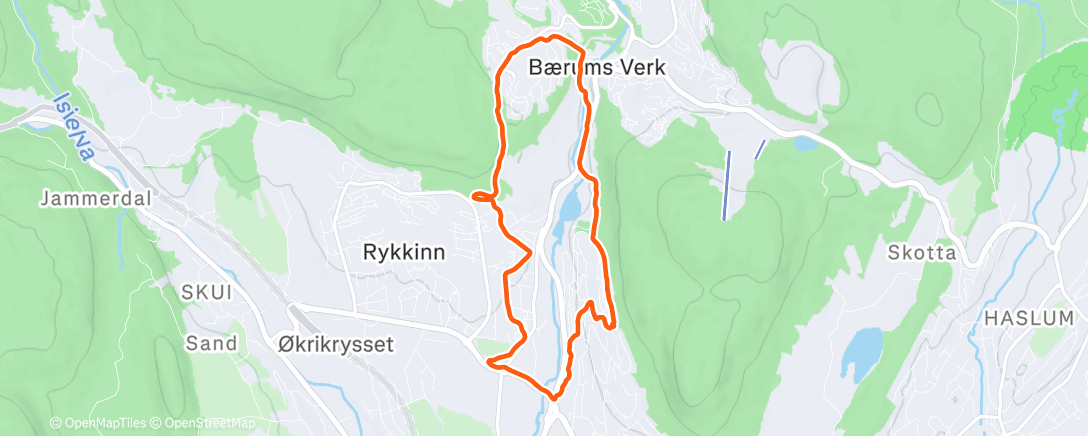 Map of the activity, Evening Run