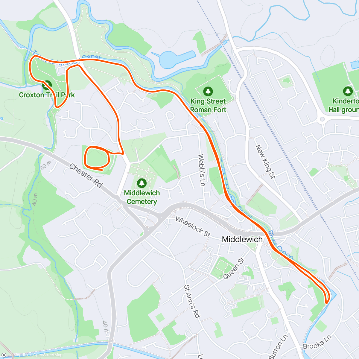 Map of the activity, Middlewich 5k