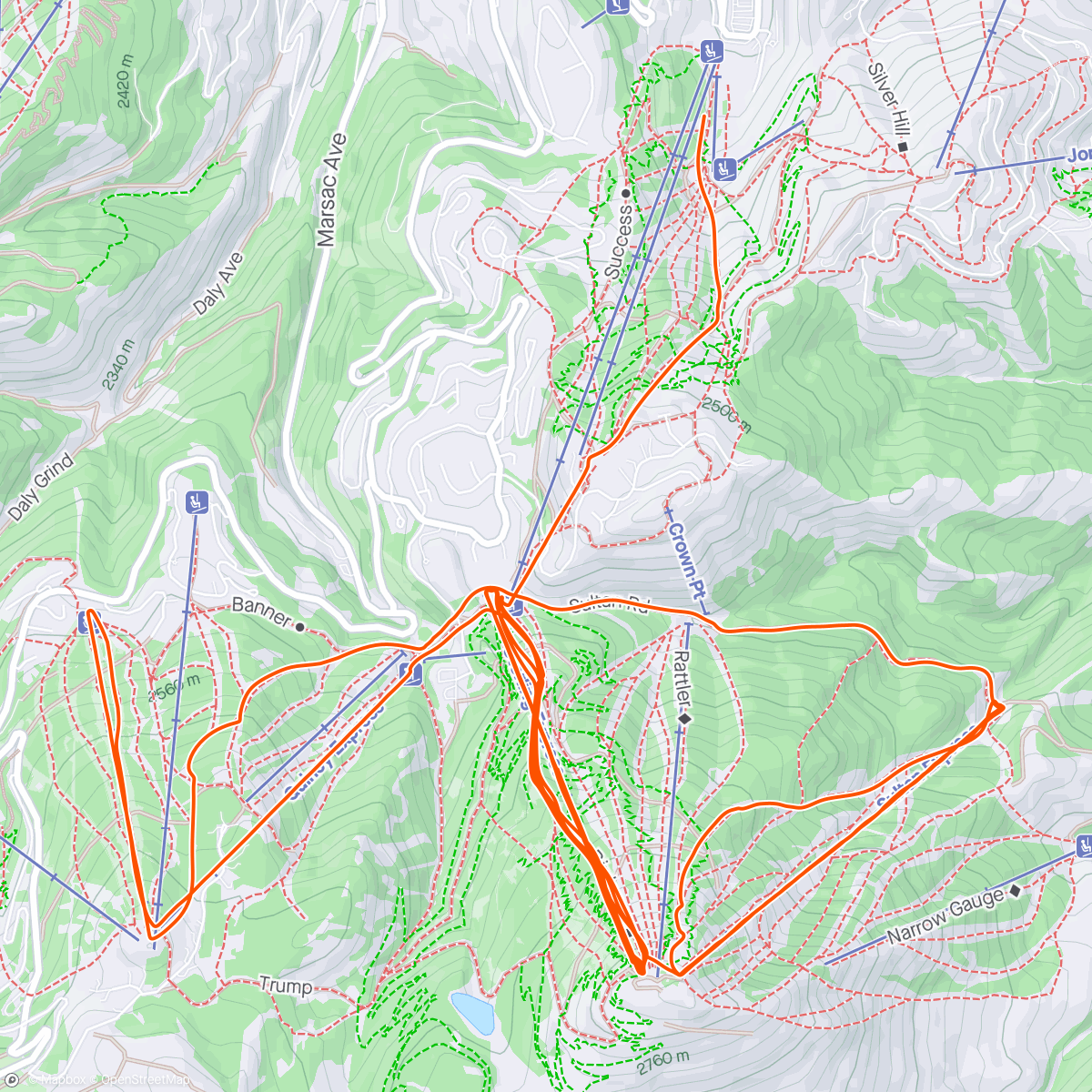 Map of the activity, DV Spring Skiing