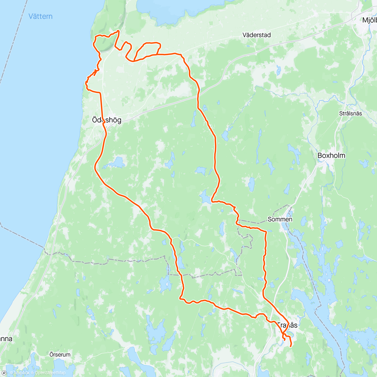 Mapa da atividade, En fin Gravel runda med Igefors ☀️