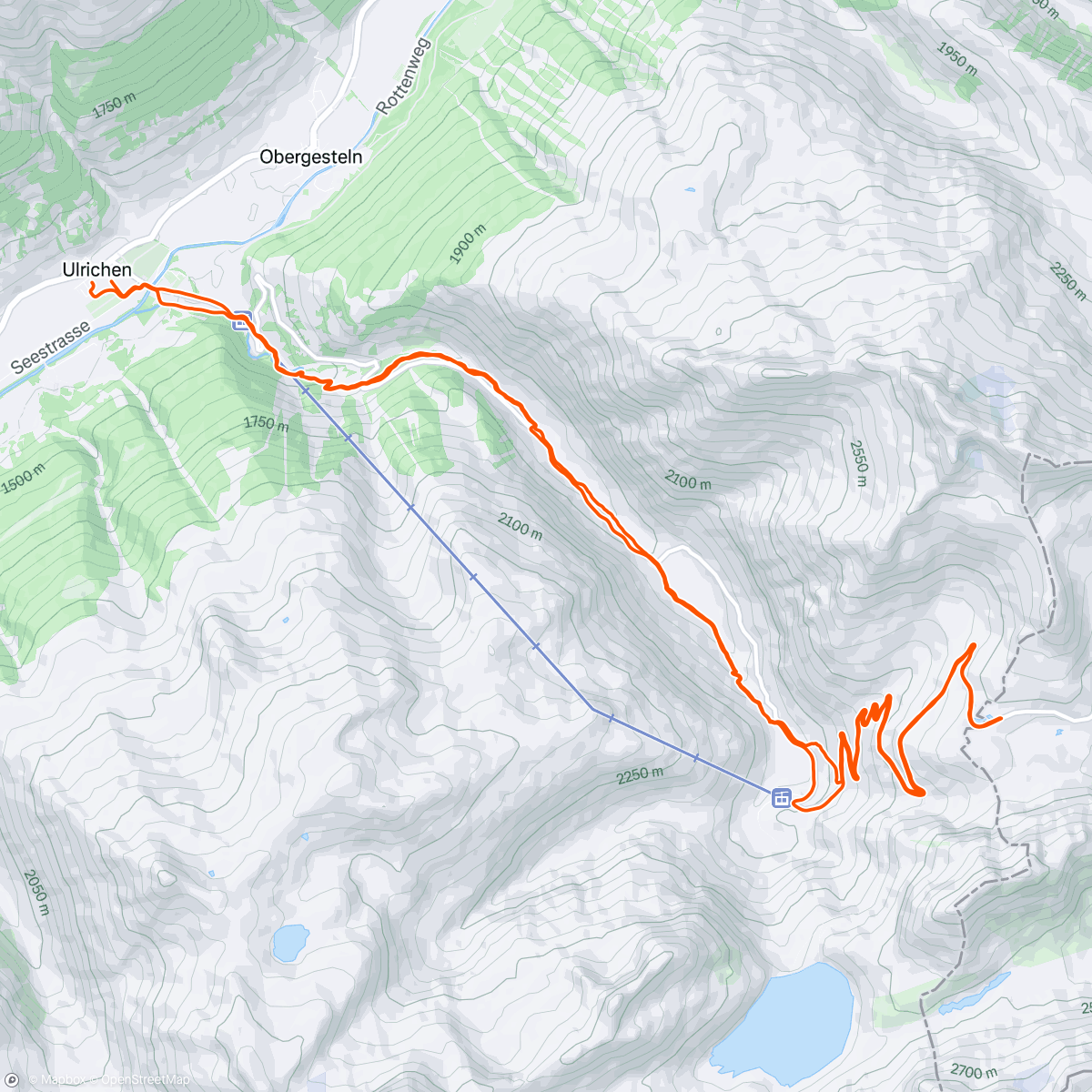 Map of the activity, Nufenenpass, z’Fuass
