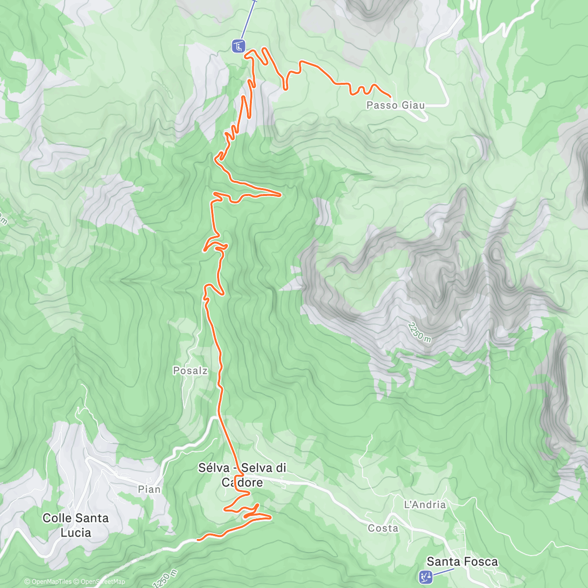 Map of the activity, ROUVY - Passo Giau | Italy - @ 70% reality level