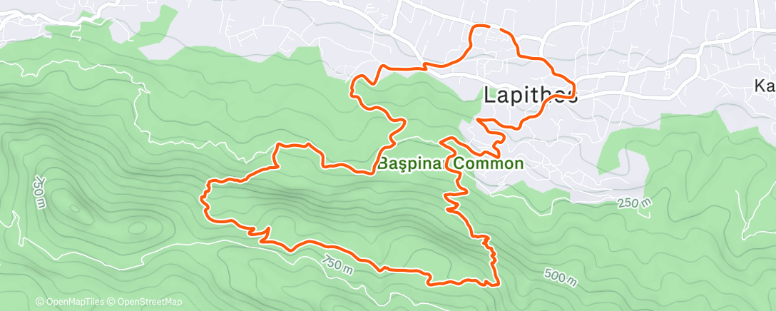 Map of the activity, Afternoon Trail Run