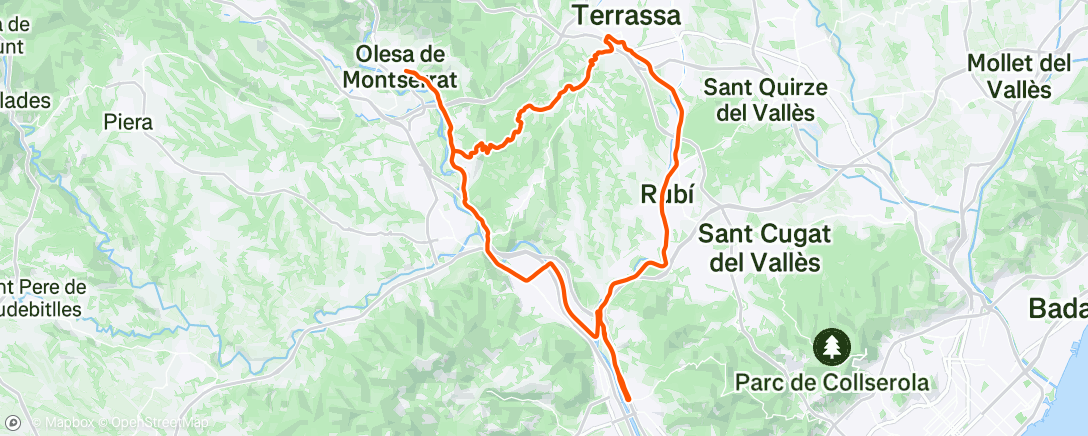 Map of the activity, Bicicleta al anochecer