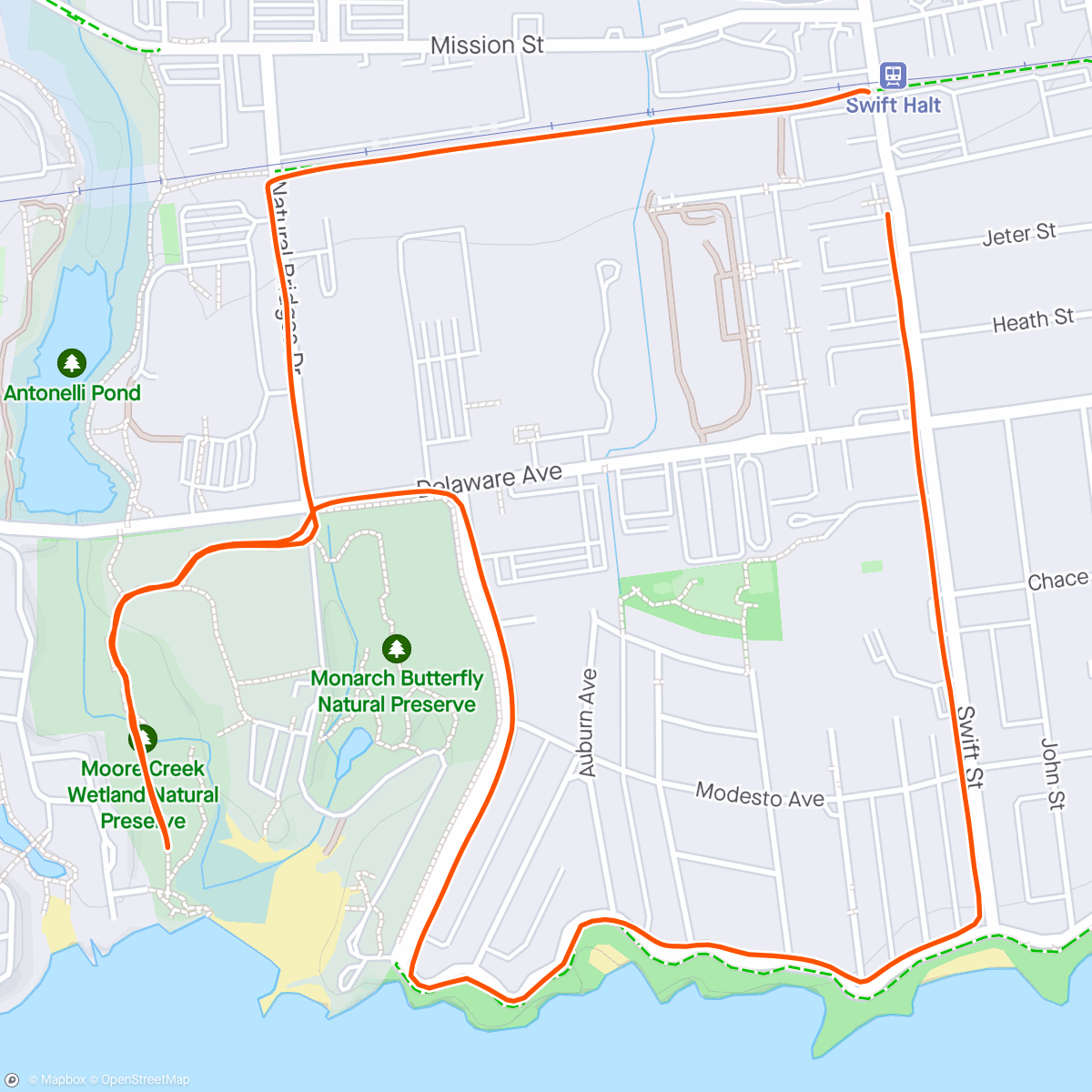 Map of the activity, Santa Cruz 5k