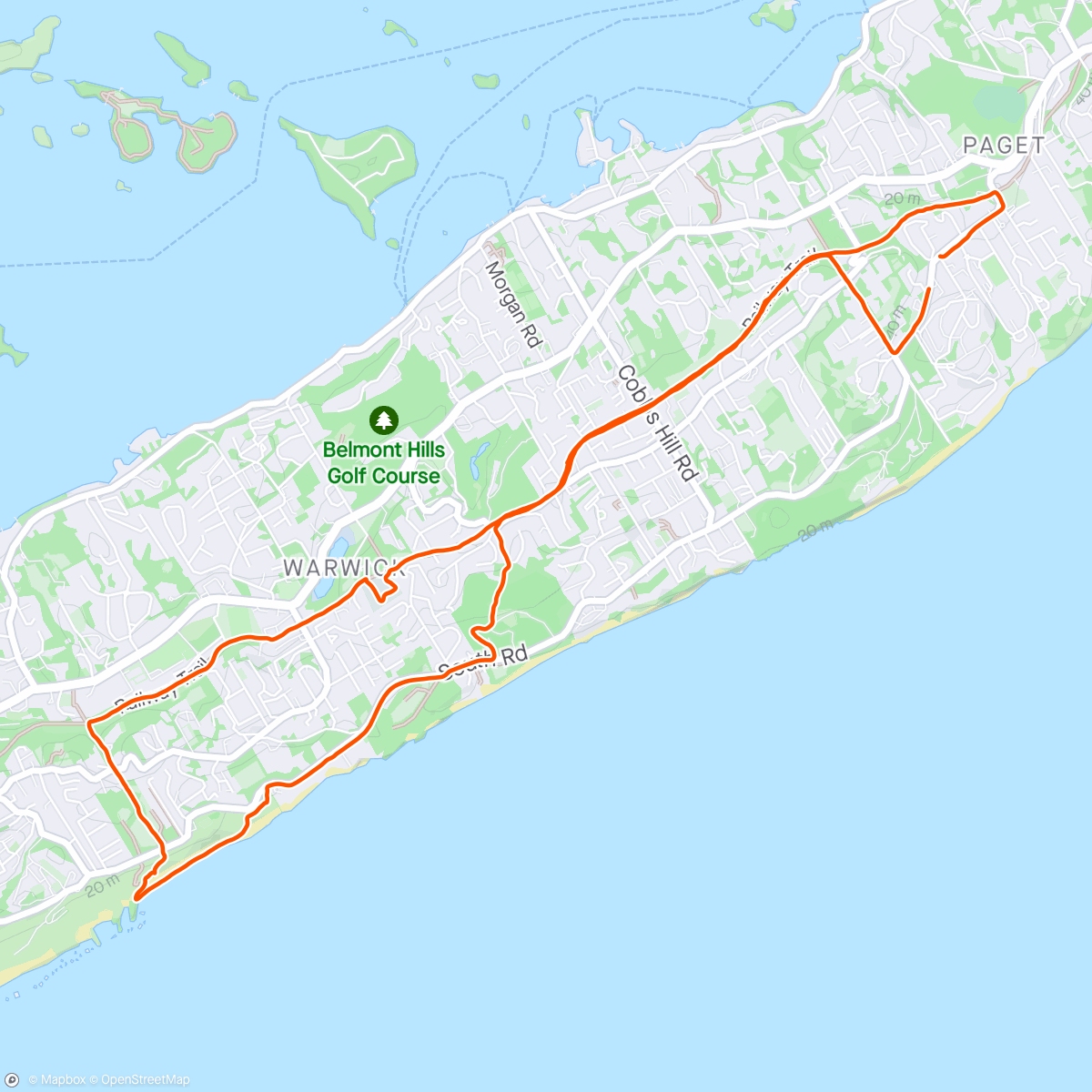 Map of the activity, Petit run du soir aux Bermudes