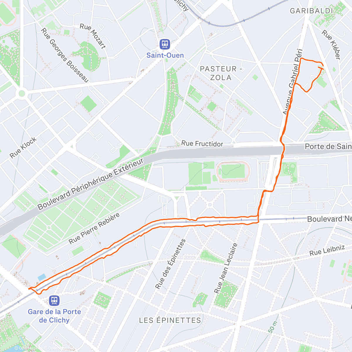 Map of the activity, Course à pied matinale